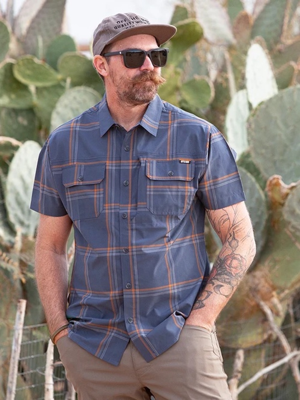 Off The Grid Jack Knife SS Shirt XXL Dark Gray Blue Plaid Multi Pockets Gorpcore